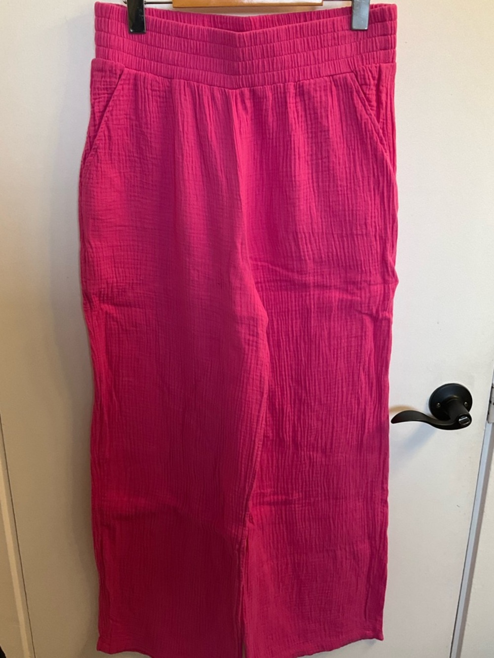 DKNY Hot Pink Elastic-Waist Cotton Pants